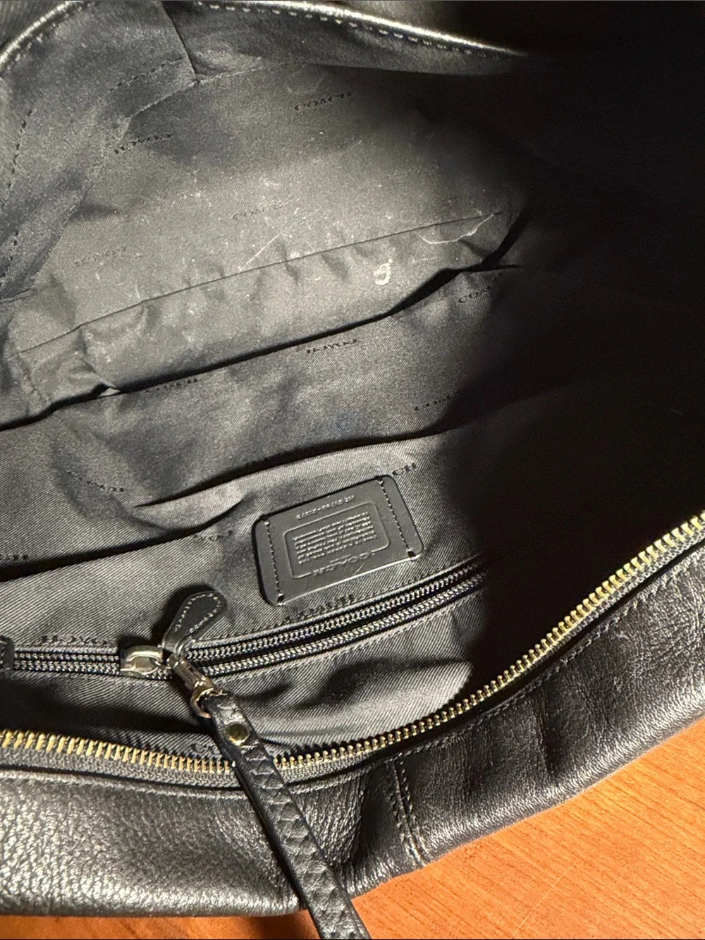 Coach Black Leather Shoulder Hobo Bag